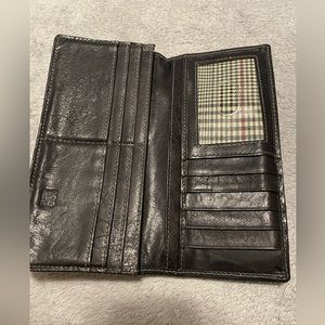 Black leather checkbook size wallet RIF secure